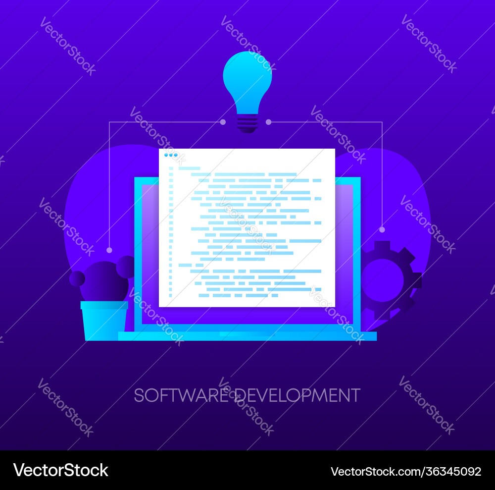 Software development programming concept on dark Software development programming concept on dark Vector Image