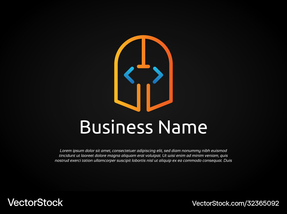 Unique colorful warrior coding logo template Vector Image