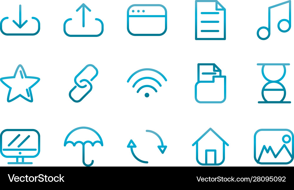 User interface icons set blue gradient Vector Image