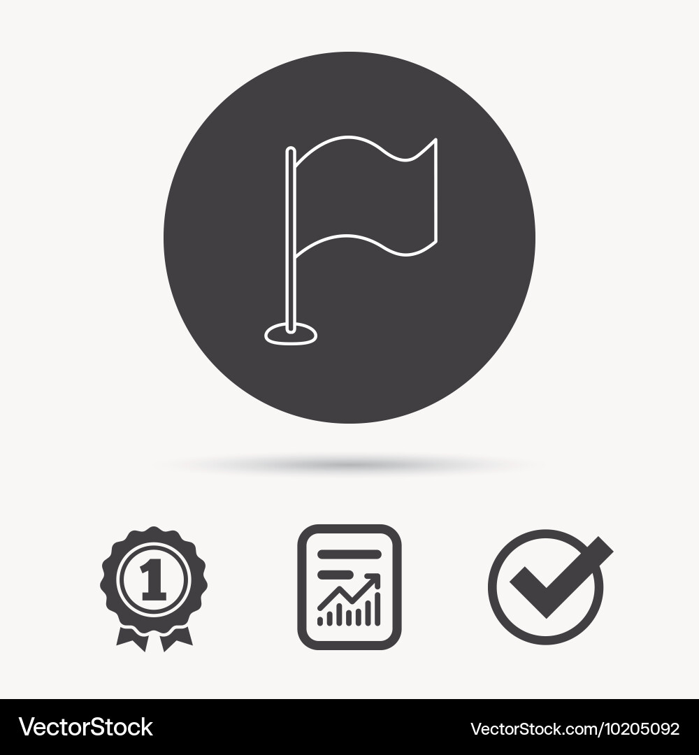 Waving flag icon location pointer sign vector image