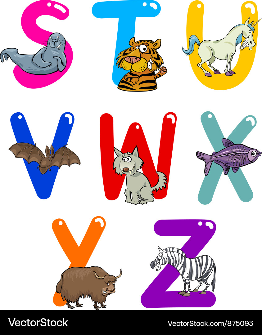 Colorful Animal Alphabet Set Vector Image