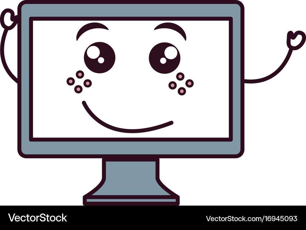 Computer display kawaii character Vector Image