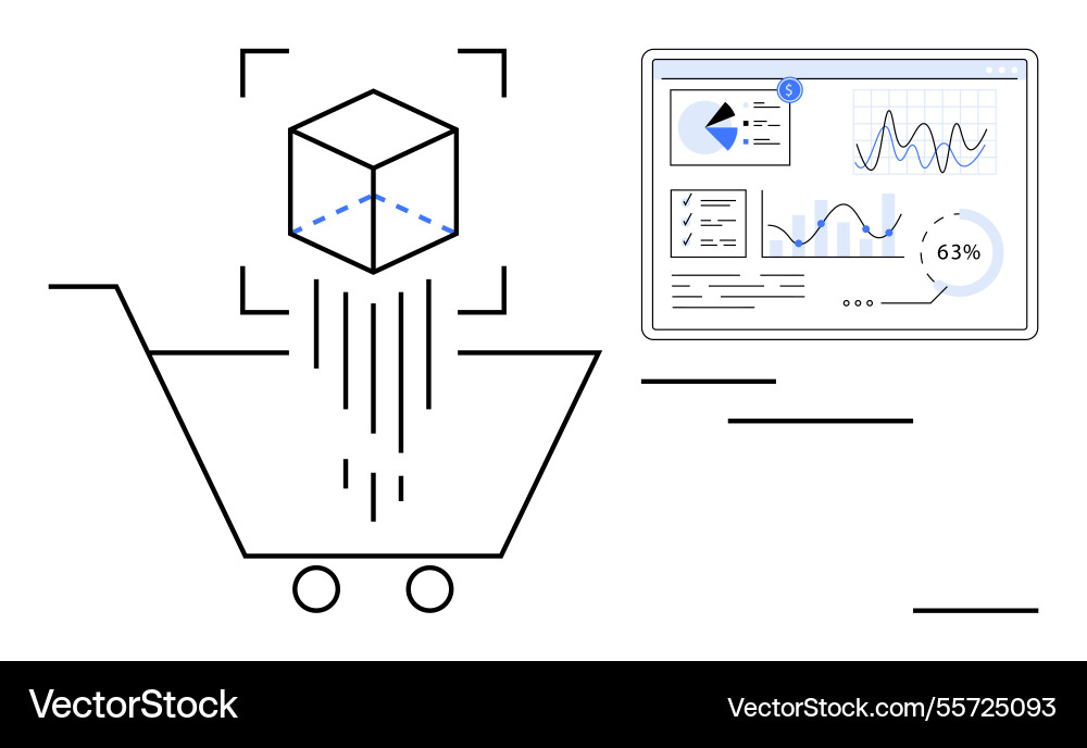 Data analytics for e-commerce with 3d product Vector Image
