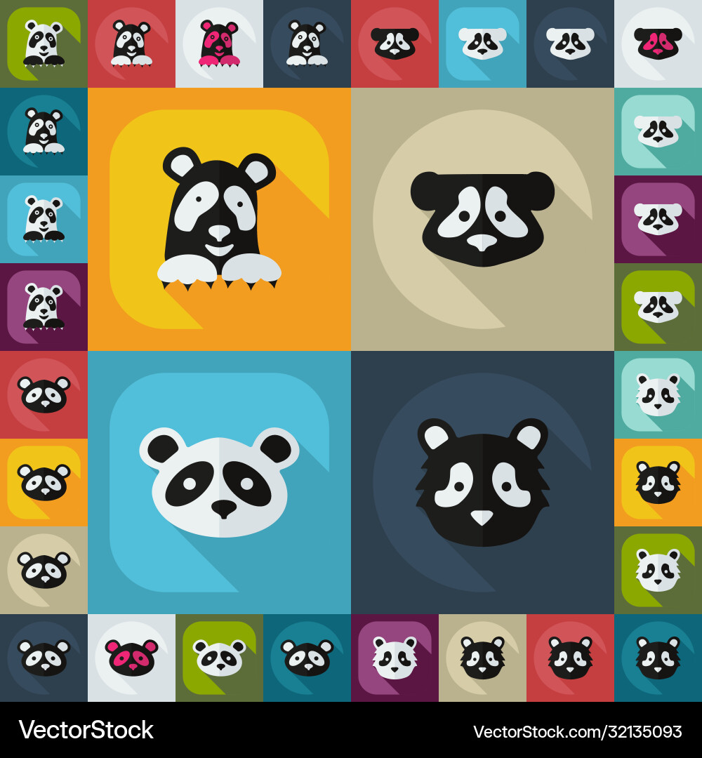Flat concept set modern design mit schatten pandas Flat concept set modern design mit schatten pandas vektorbild