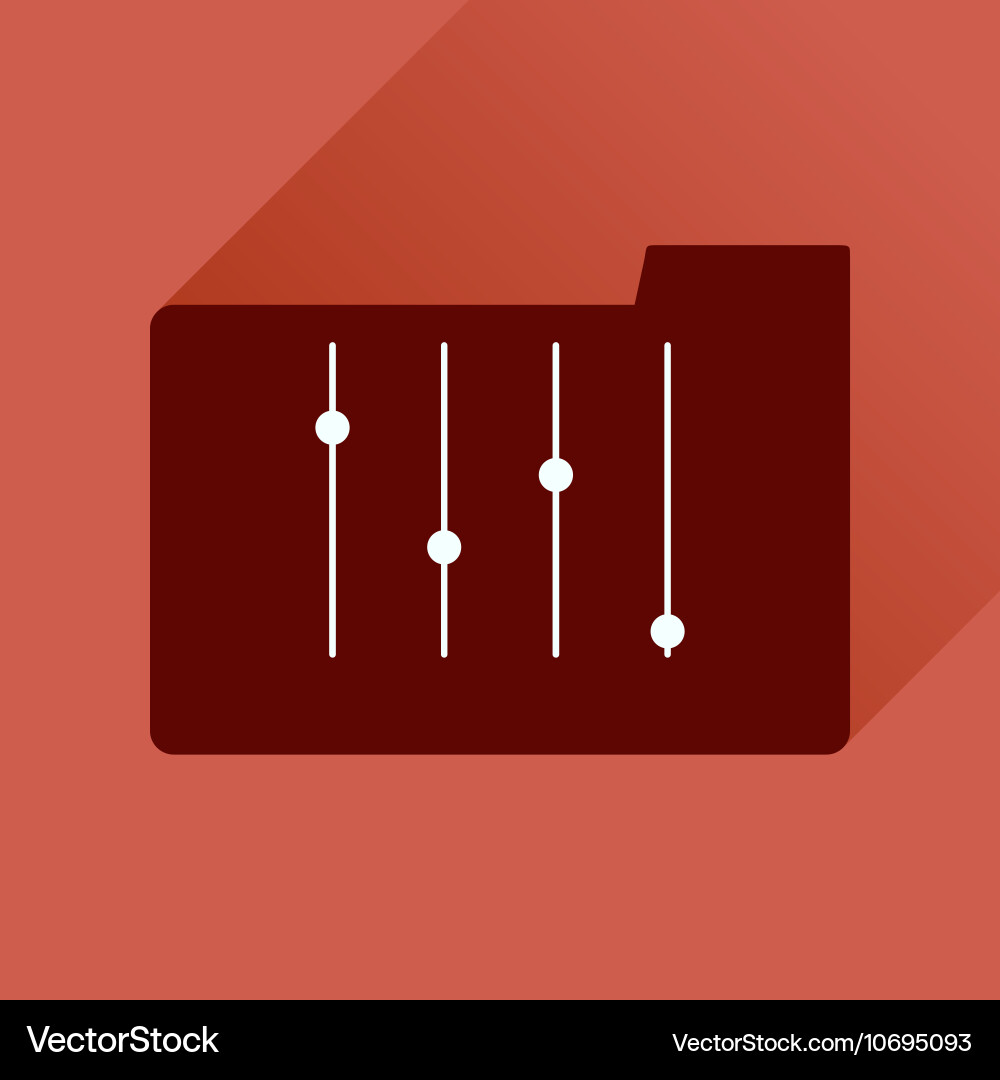 Flat icon with long shadow folder equalizer vector image