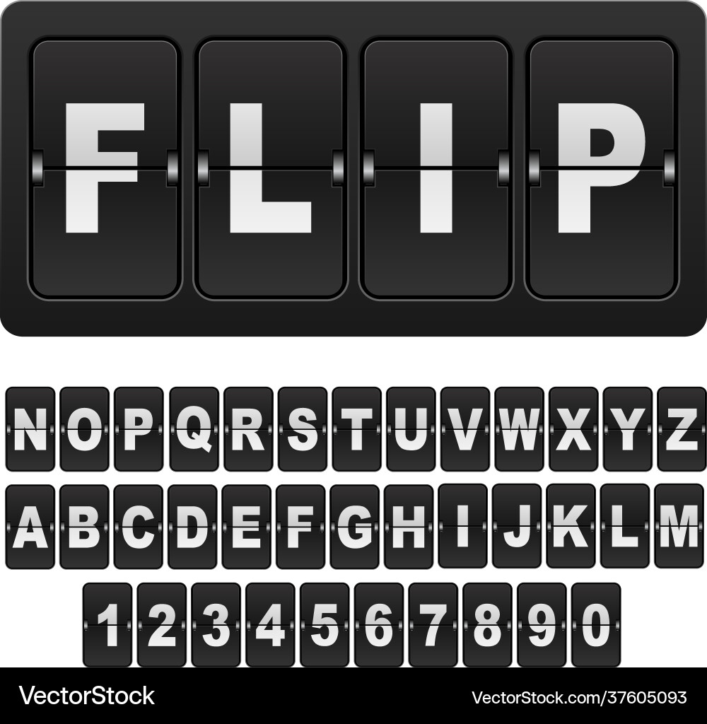 Flip countdown digital calendar clock numbers Vector Image