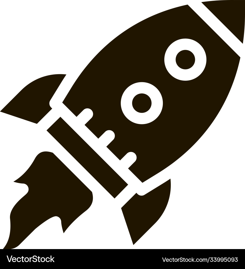 Flying rocket spaceship agile element glyph icon Flying rocket spaceship agile element glyph icon vector image