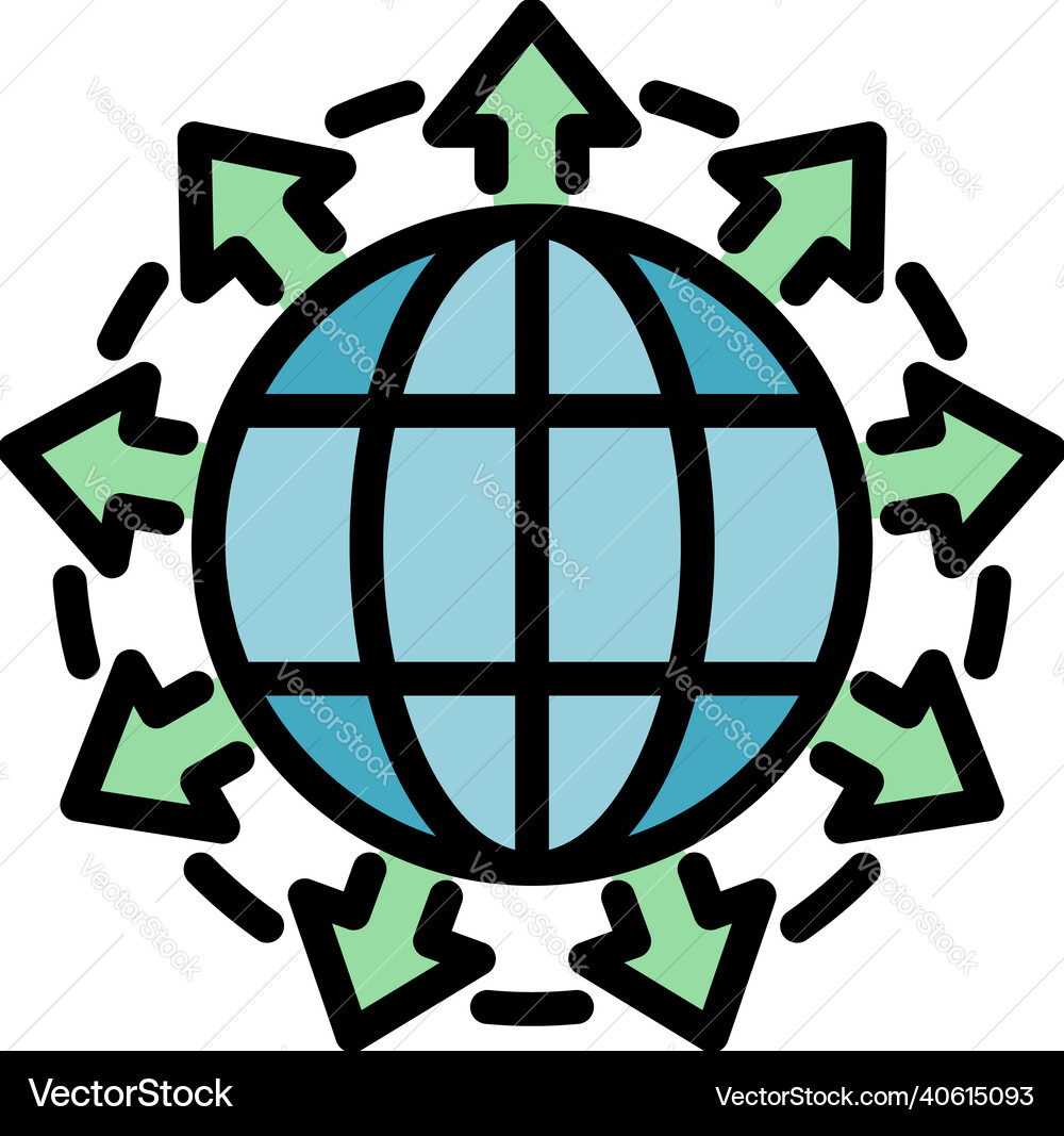 Full global network icon color outline Full global network icon color outline vector image