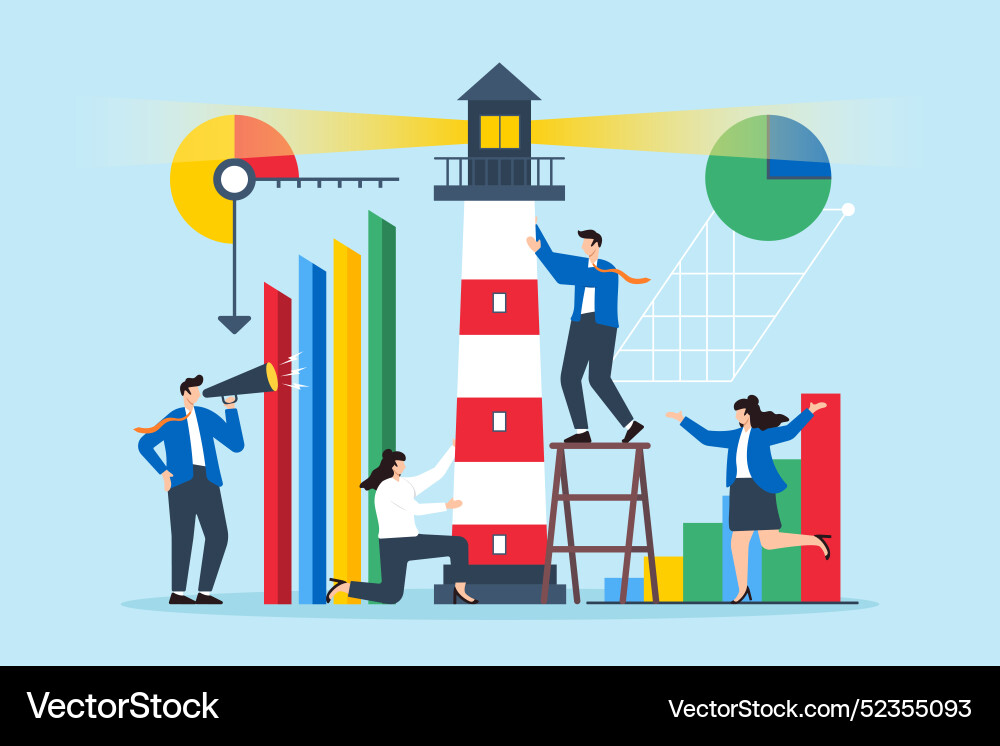 Guiding market strategy data-driven navigation Guiding market strategy data-driven navigation vector image