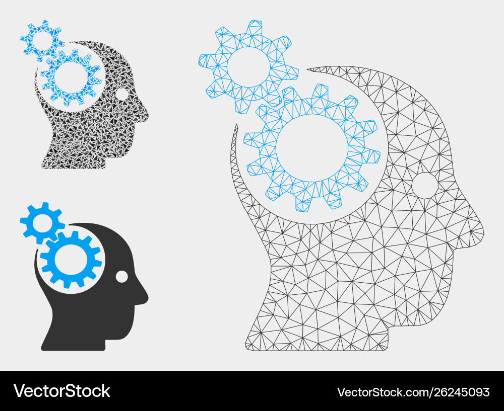 Head gears mesh network model and triangle Head gears mesh network model and triangle vector image