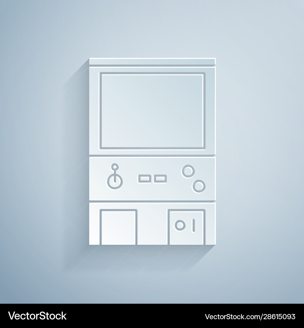 Paper cut retro arcade game machine icon isolated Paper cut retro arcade game machine icon isolated vector image