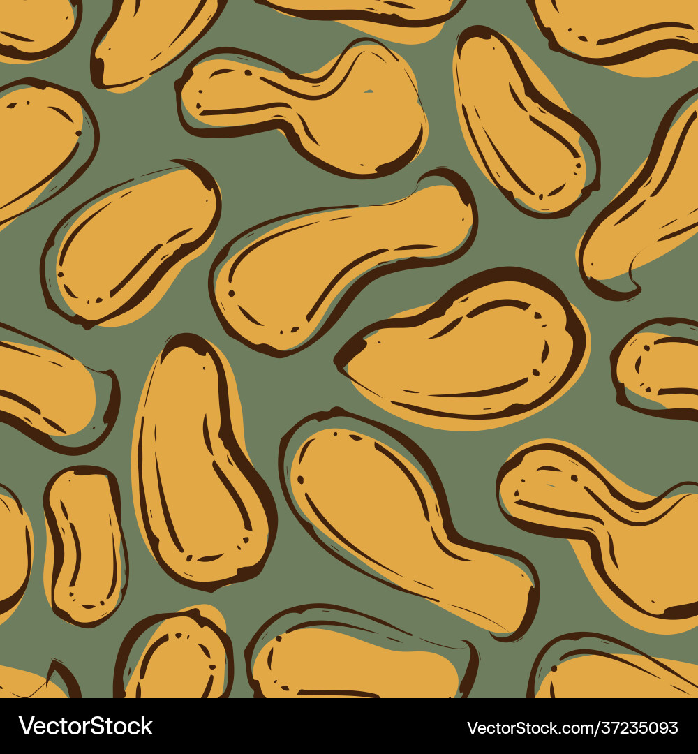 Peanut shell line art seamless pattern Vector Image