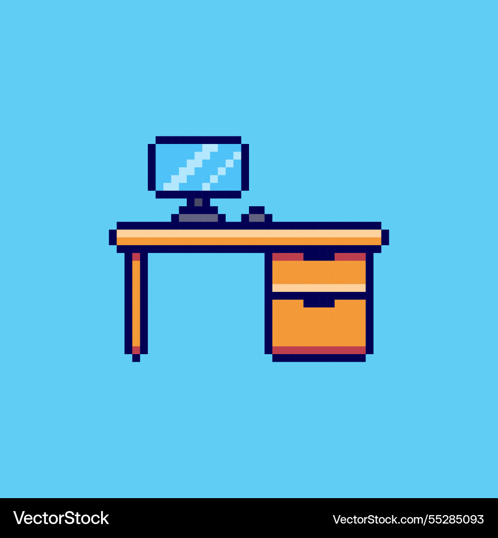 Pixel art computer desk game asset design Pixel art computer desk game asset design vector image