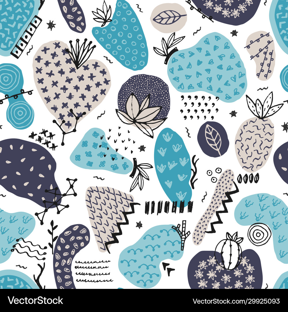 Seamless pattern with hand drawn abstract Vector Image