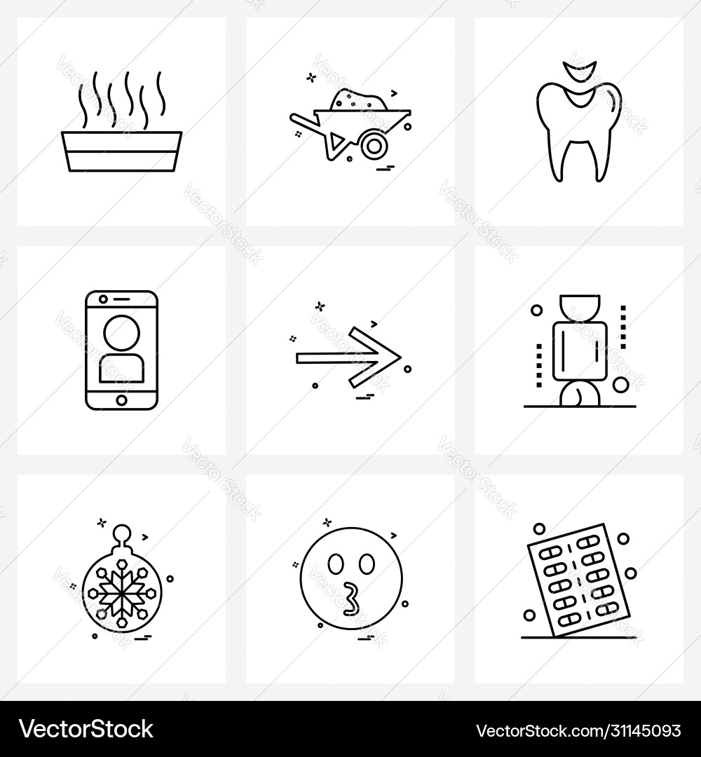 Set 9 simple line icons for web and print Vector Image