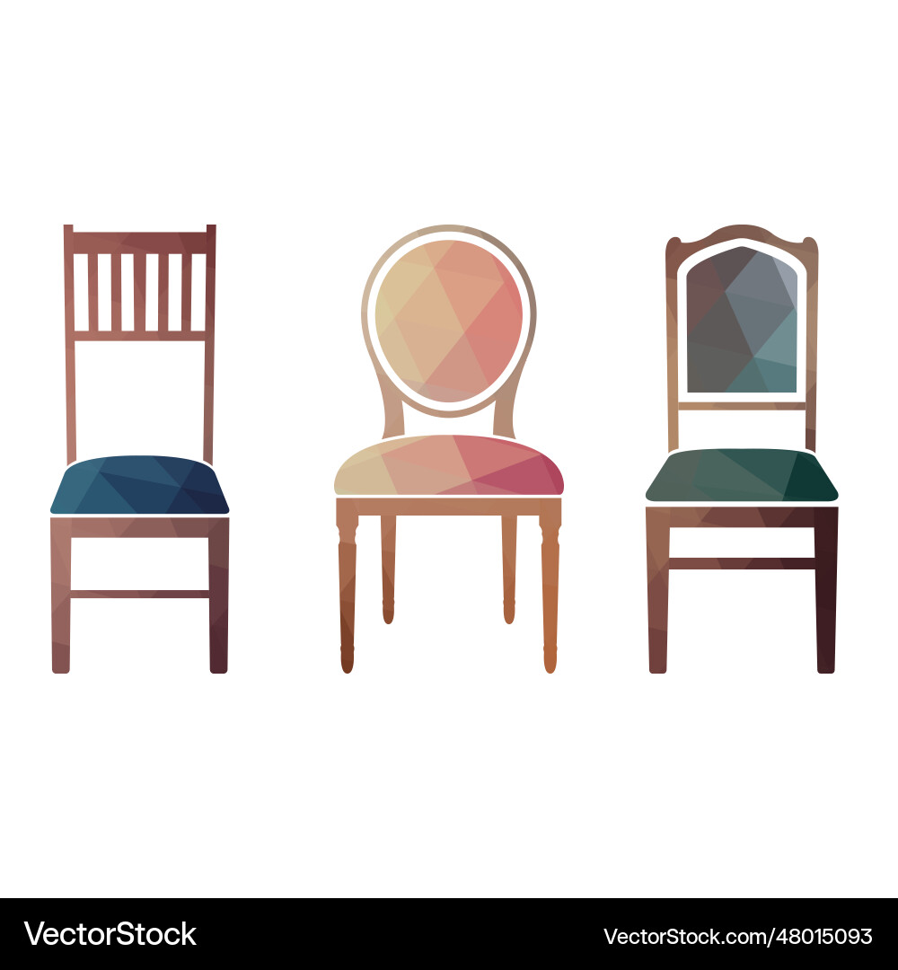 Set of colorful retro chairs in style triangular Vector Image