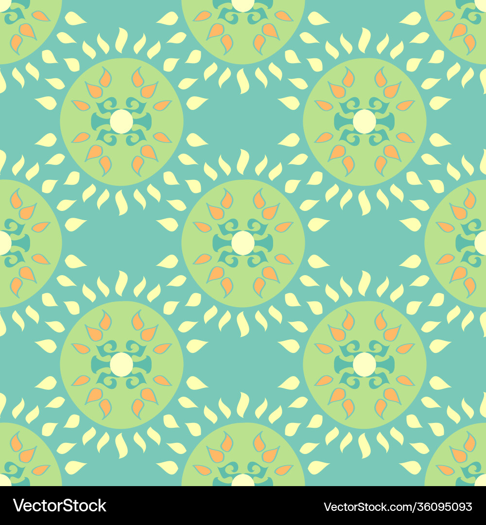 Sunburst pattern in lime green and blue Vector Image