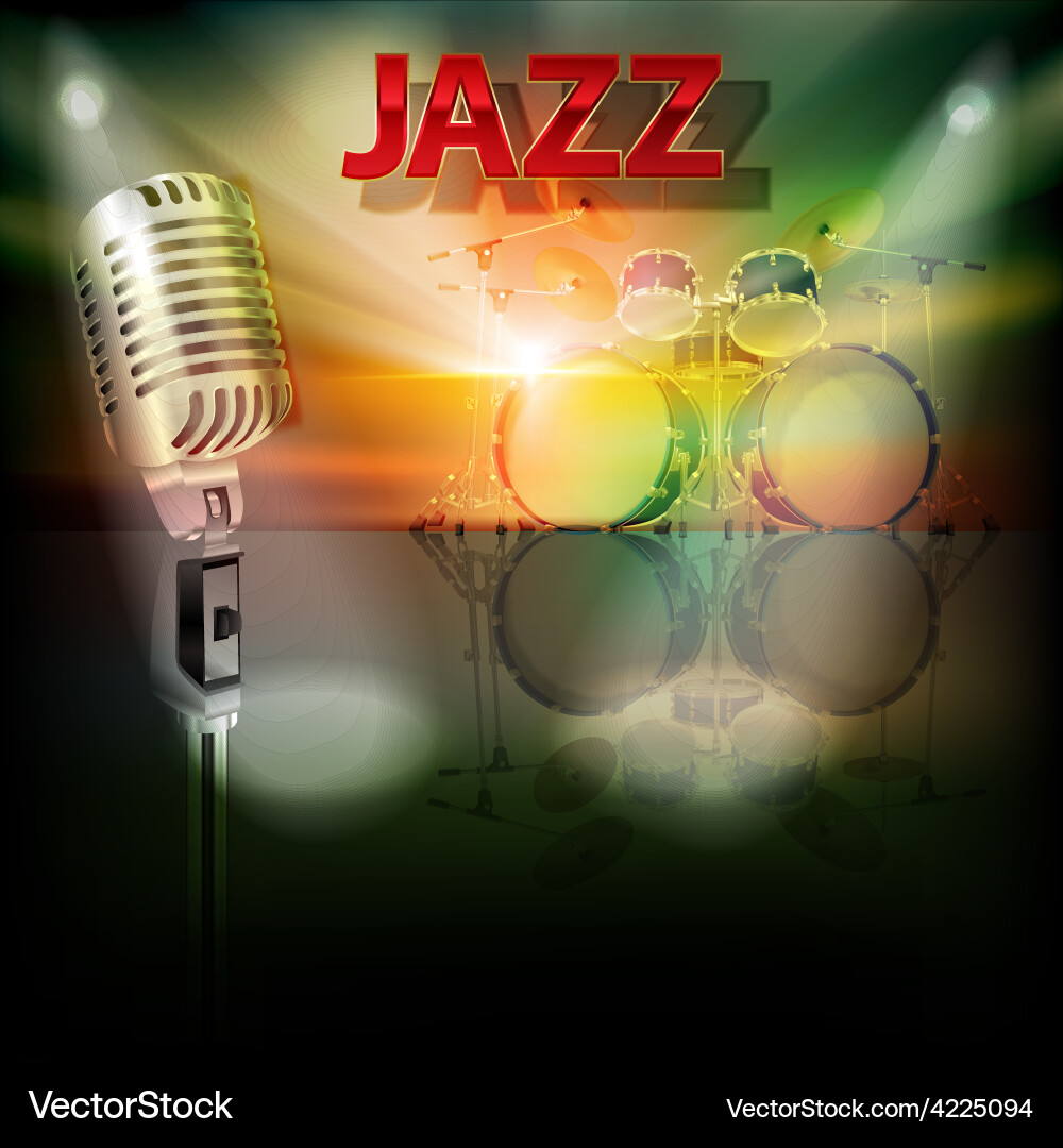 Abstract background with retro microphone and drum Vector Image