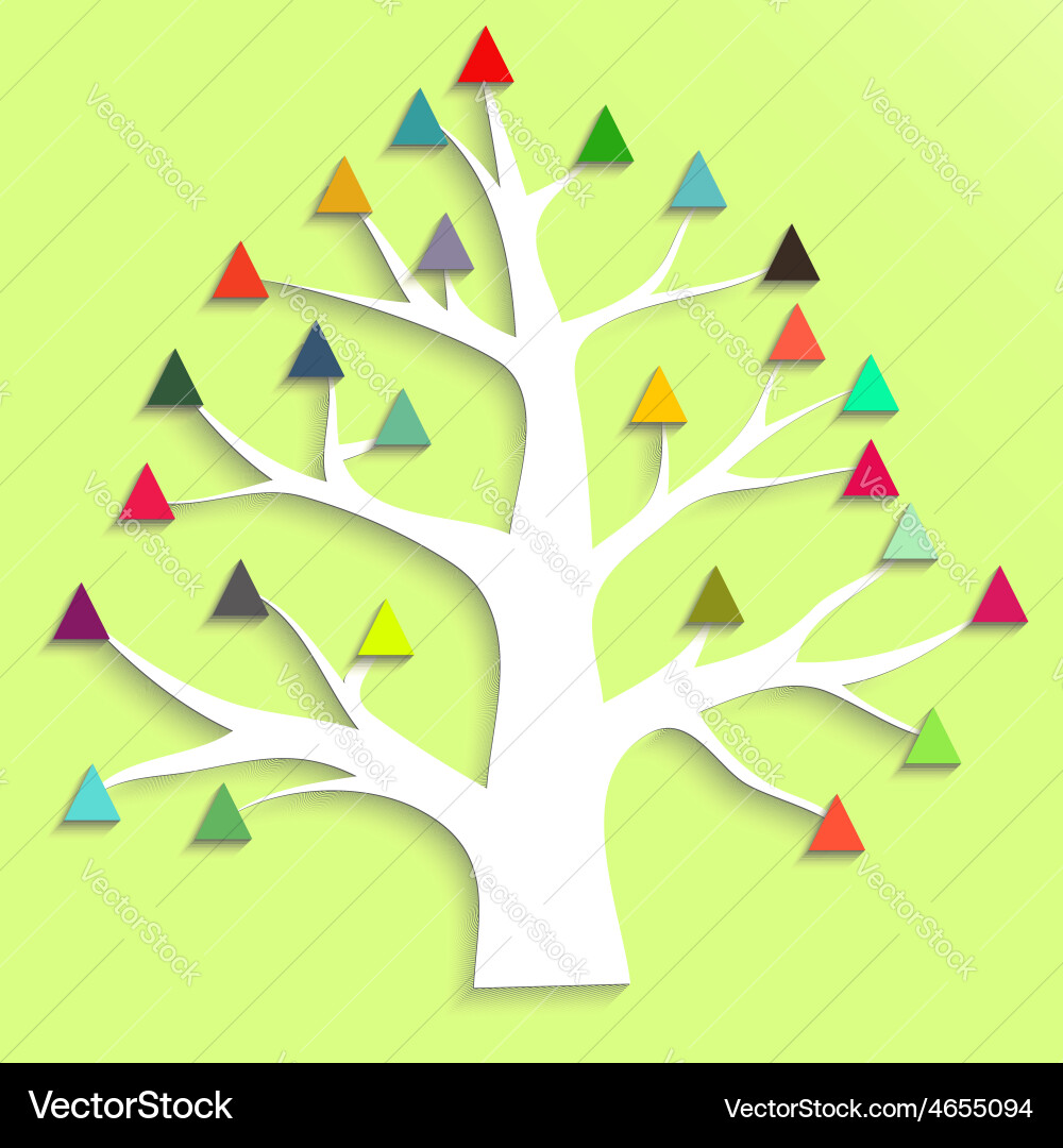 Abstract tree with colorful triangular leaves vector image