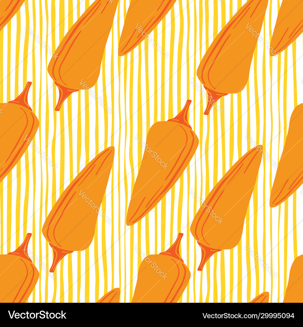 Chilli seamless pattern on stripe background Vector Image