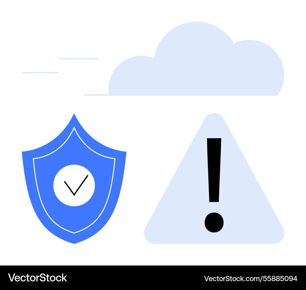 Cloud computing security alert with shield vector image