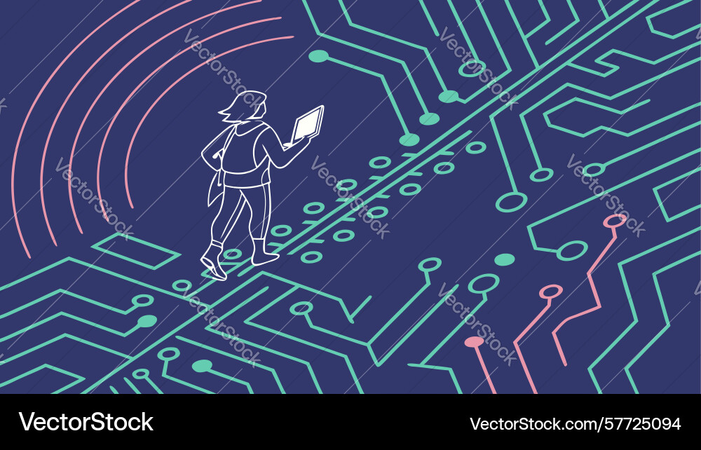 Digital interaction tech management circuit Vector Image