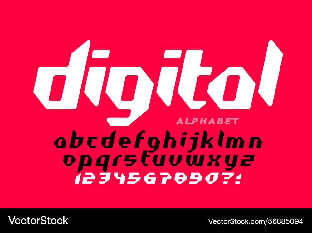 Digital style font alphabet letters and numbers Digital style font alphabet letters and numbers vector image