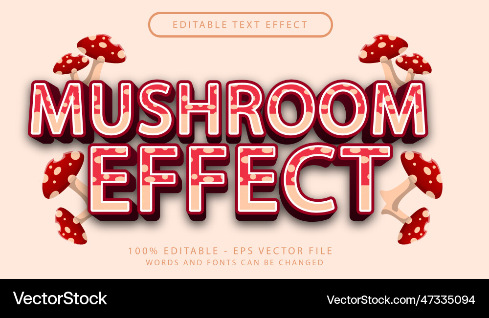 Editable text effect - mushroom 3d style concept Vector Image