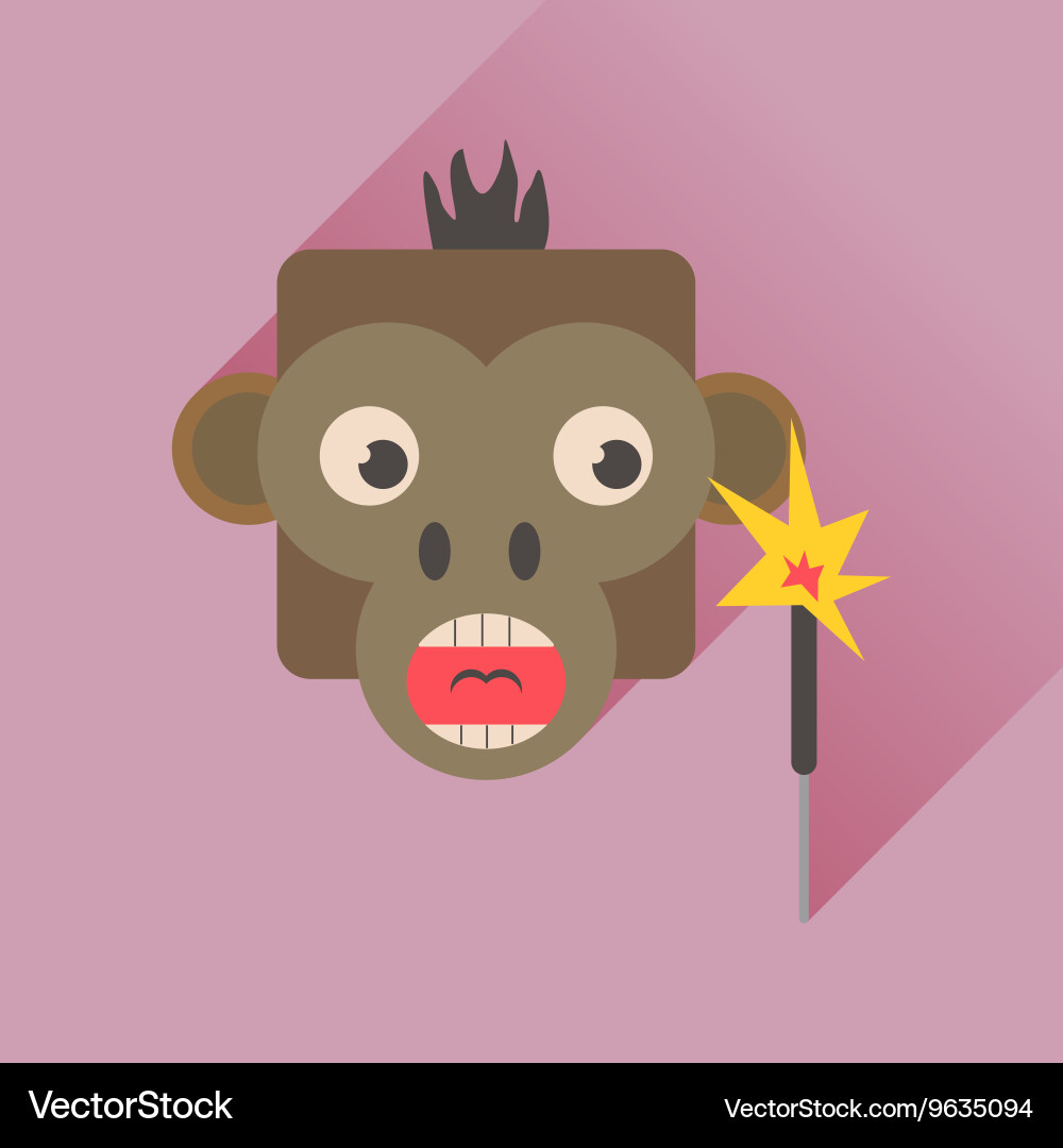 Flat web icon with long shadow monkey Vector Image