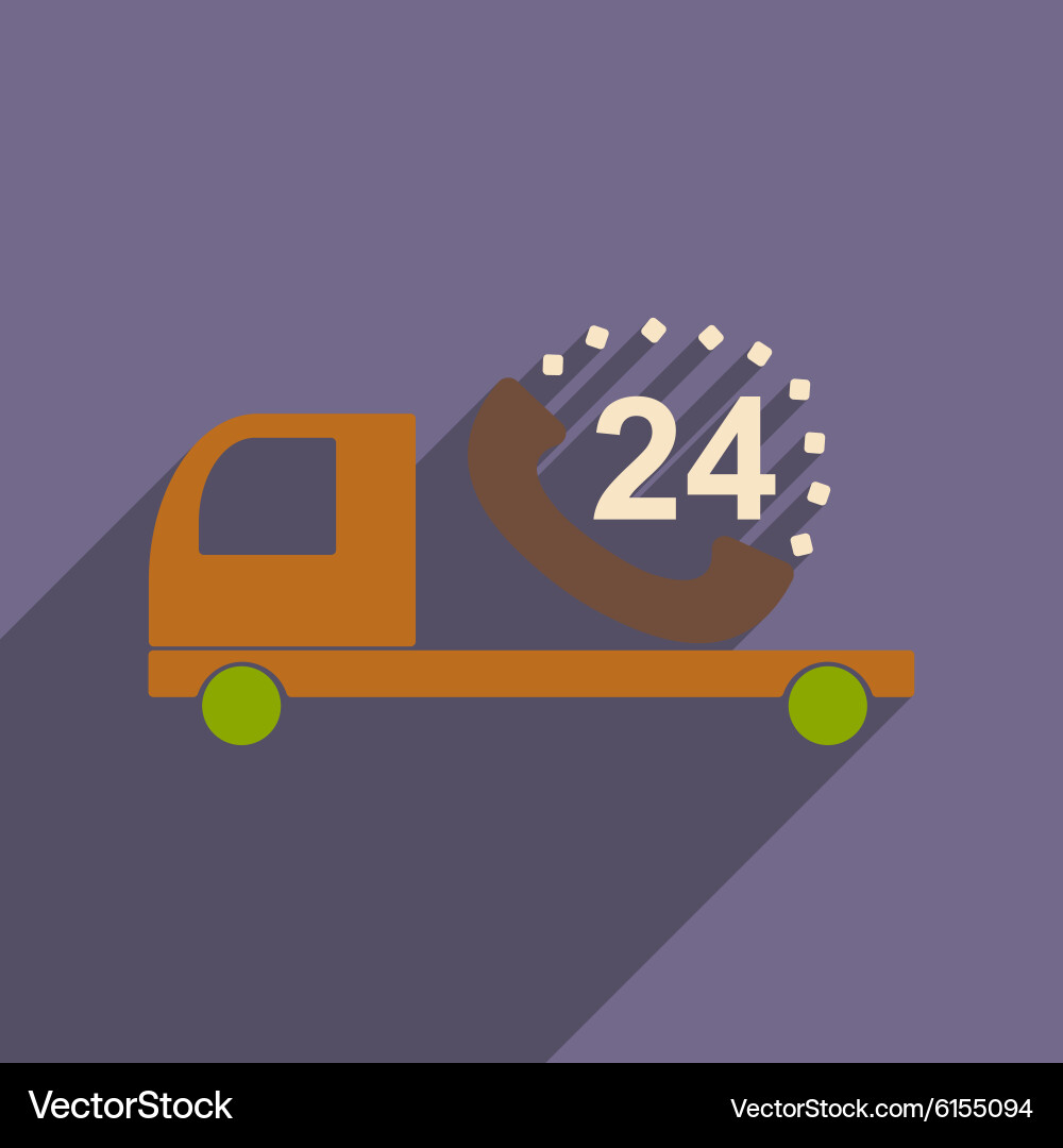 Flat with shadow icon mobile application car round Vector Image