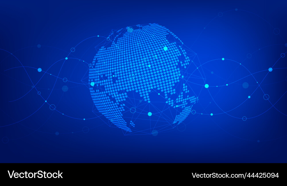 Global network connection abstract earth map big Global network connection abstract earth map big vector image