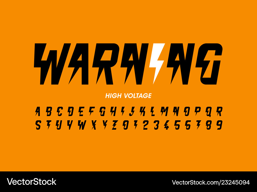 High Voltage Warning Alphabet Font vector image