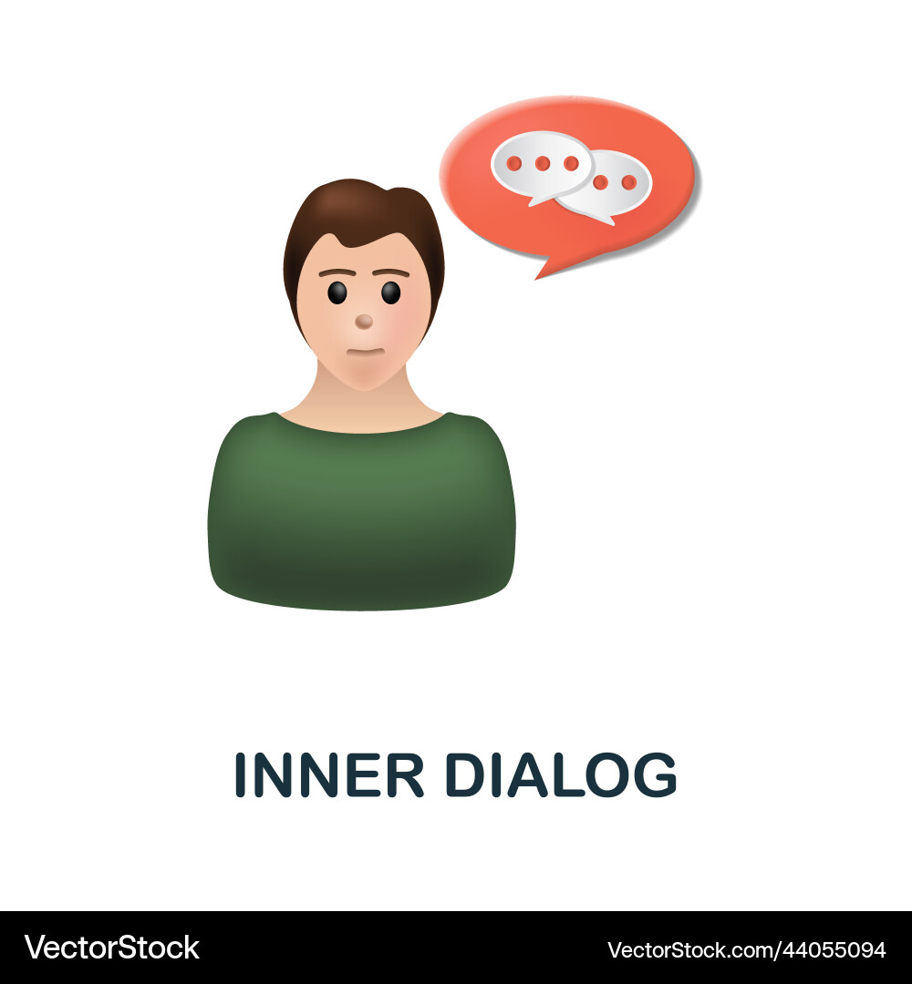 Inner dialog icon 3d from cognitive skills Vector Image