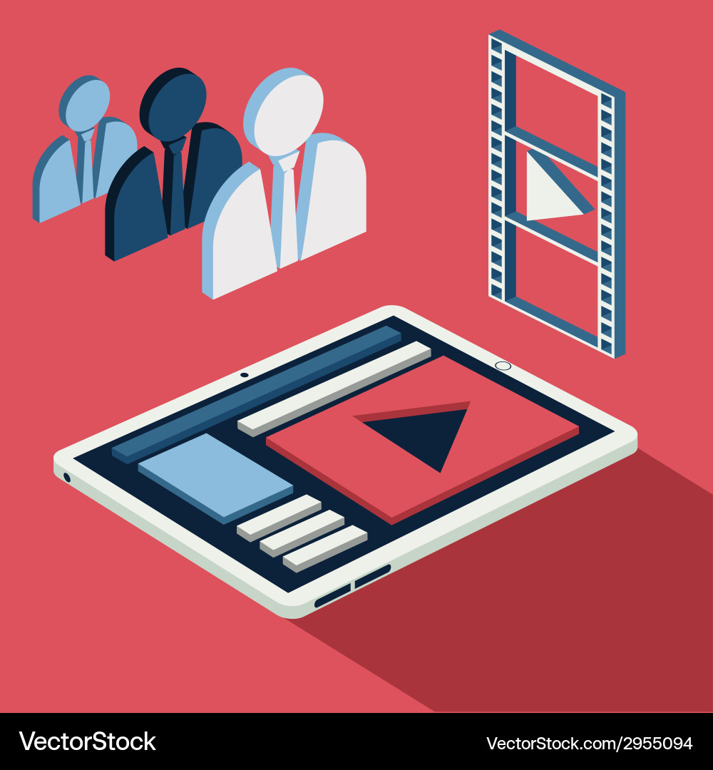 Man mobile video call smartphone with player vector image