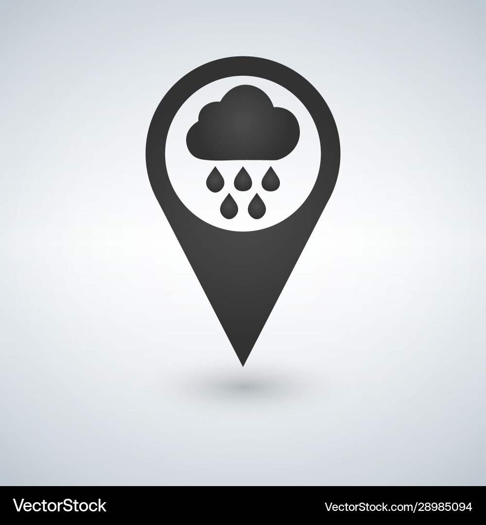Map pointer with rain and cloud icon Map pointer with rain and cloud icon Vector Image