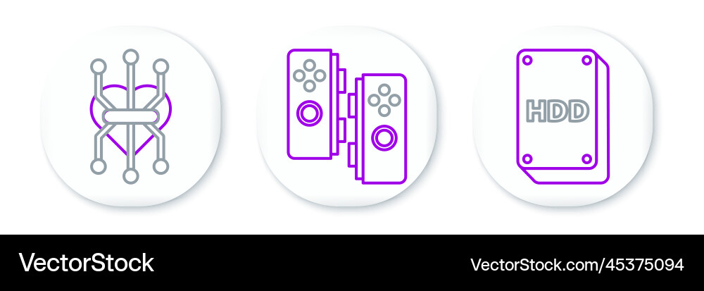 Set line hard disk drive hdd processor vector image