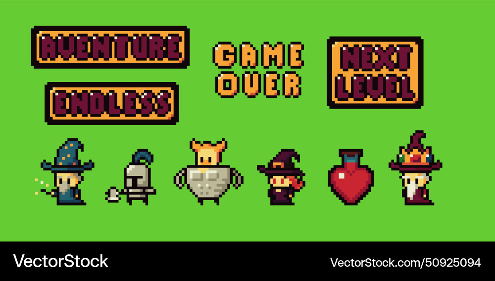Set of minimalistic pixel art objects Set of minimalistic pixel art objects vector image