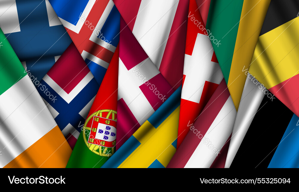 Set of variant flags stacked on top each other vector image
