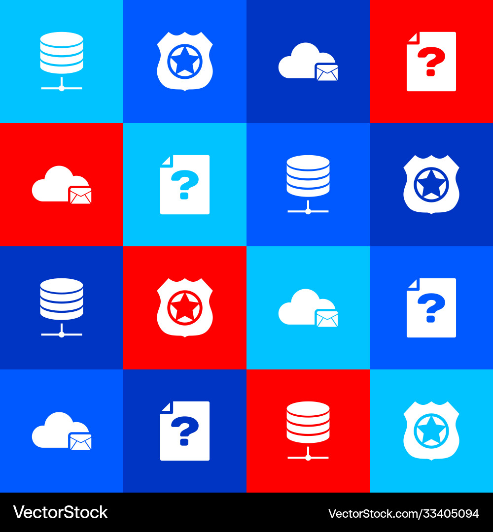 Set server data web hosting police badge cloud Vector Image