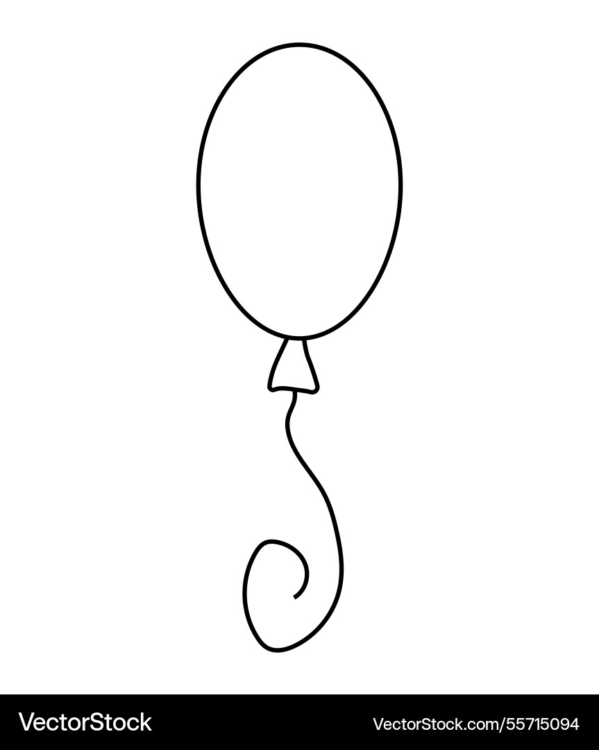 Simple balloon outline with a curly string Simple balloon outline with a curly string vector image