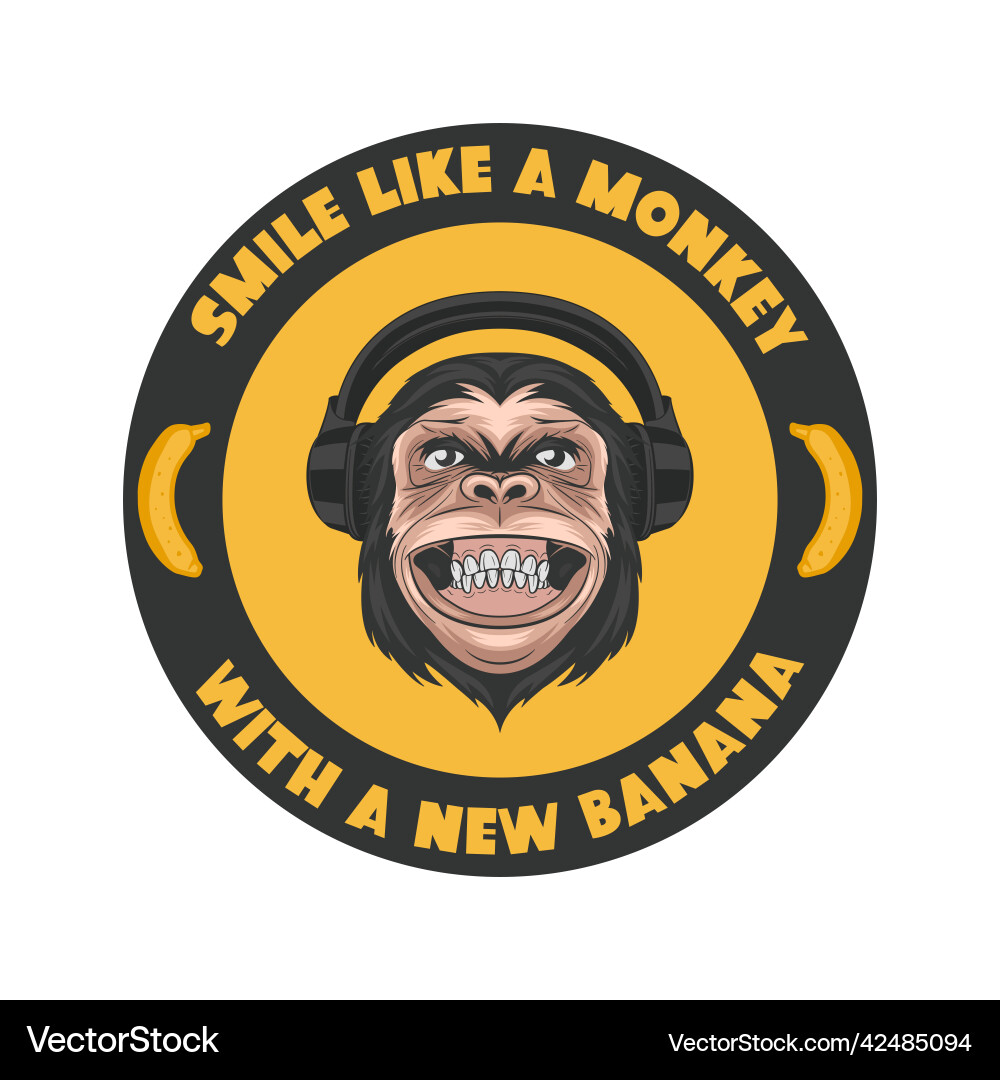 Smile like a monkey with new banana Smile like a monkey with new banana vector image
