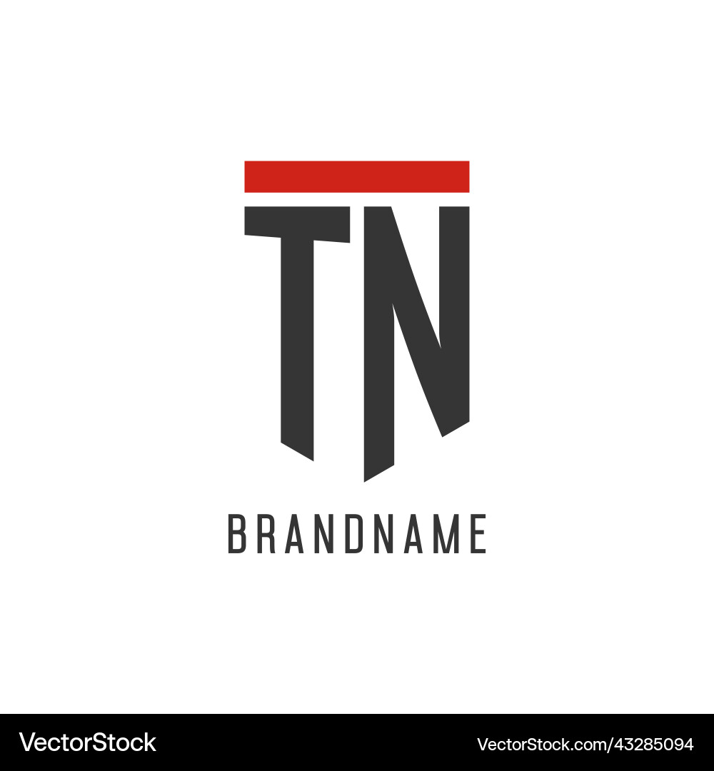 Tn initial esport logo with simple shield design Tn initial esport logo with simple shield design Vector Image