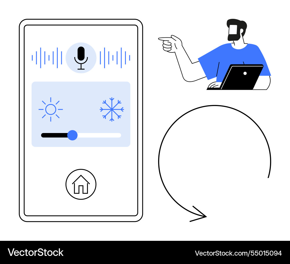 Voice-controlled smart home interface with remote Voice-controlled smart home interface with remote vector image