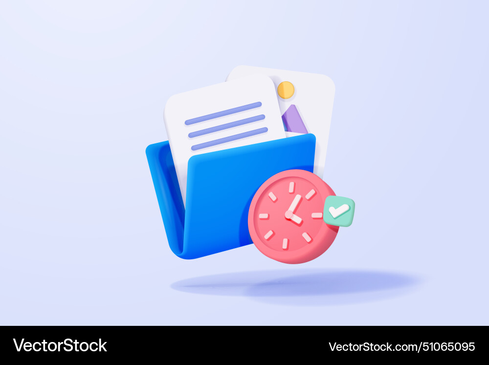 3d folder and paper for management multimedia Vector Image