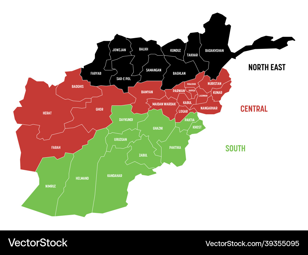 Afghanistan - map of provinces Afghanistan - map of provinces vector image
