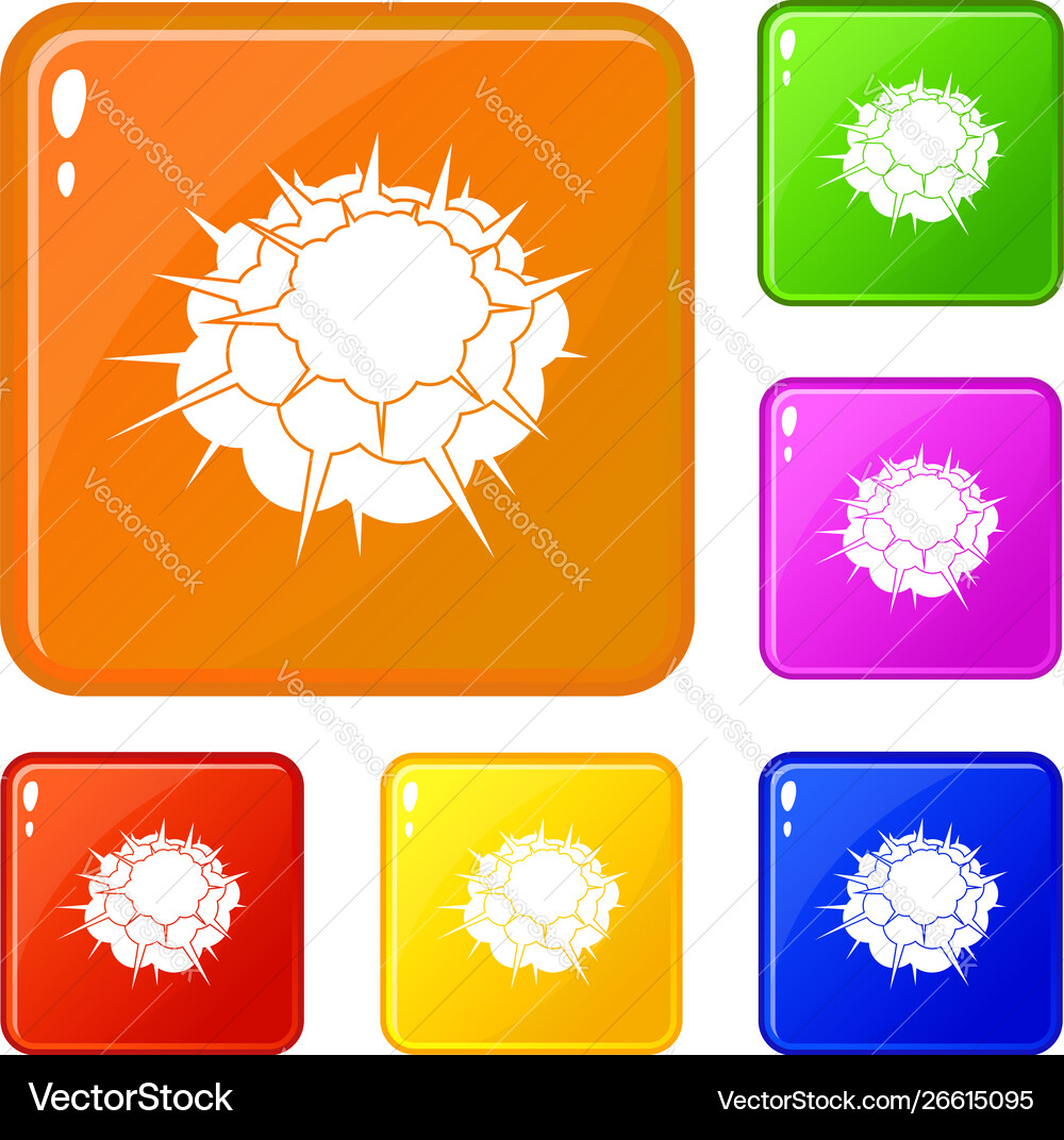 Atomic explosion icons set color Vector Image