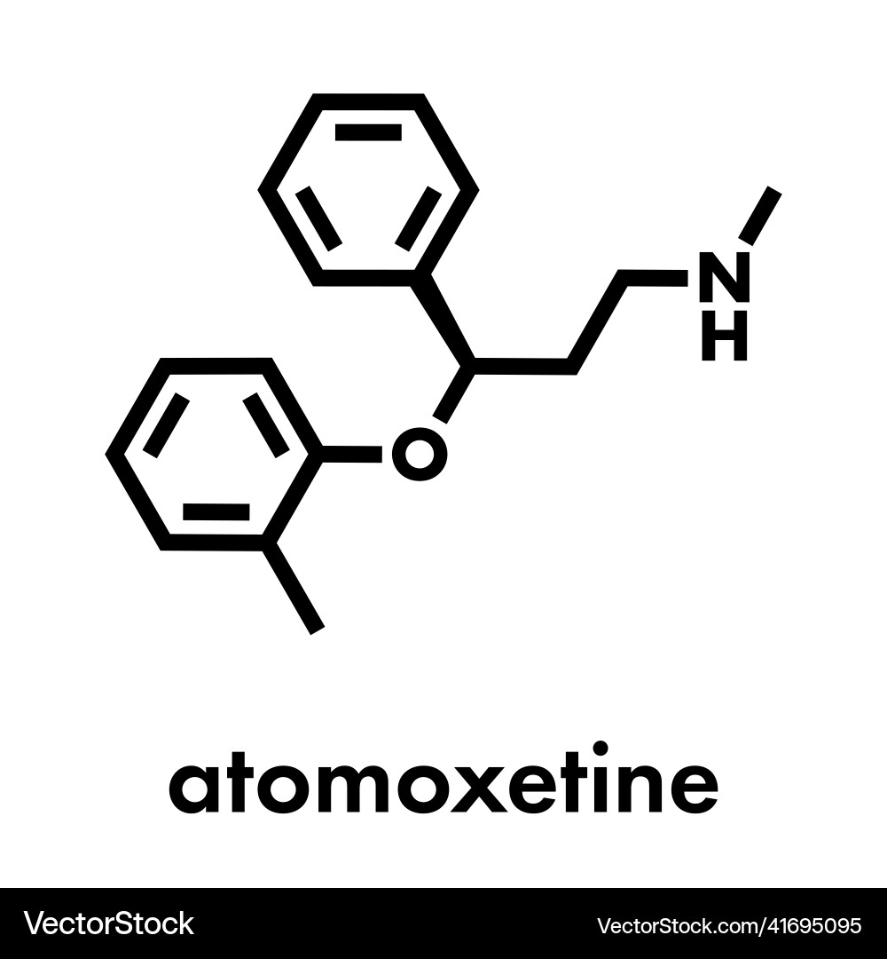 Atomoxetine Molecular Structure Vector Image