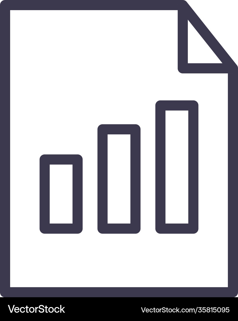 Bars chart on document line style icon vector image
