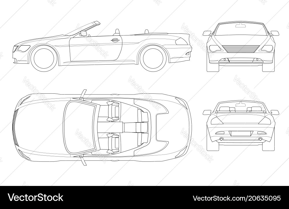 Cabriolet car in outline cabrio coupe vehicle Cabriolet car in outline cabrio coupe vehicle vector image