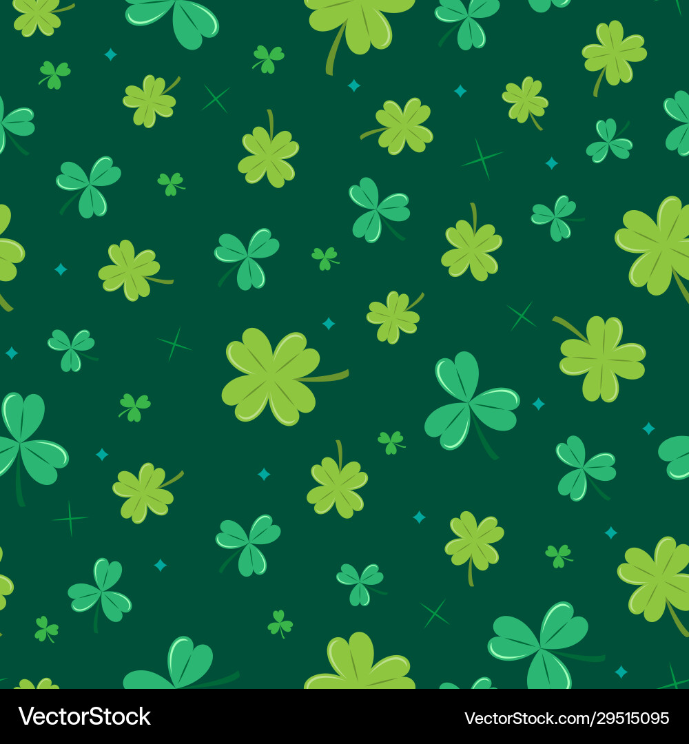 Clover pattern background in green colors Clover pattern background in green colors Vector Image